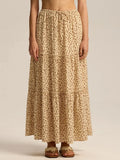 Elarie Floral Drawstring Maxi Skirt