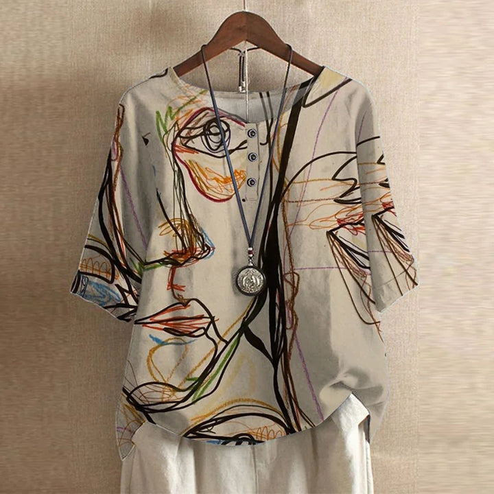 Virella Retro Print Relaxed Blouse