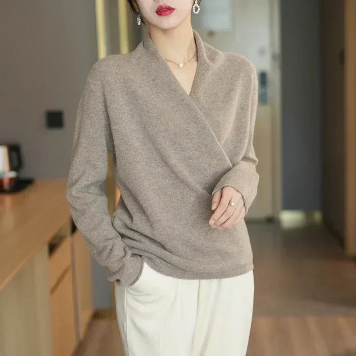 Vivienne Wrap Neck Knit Sweater Top