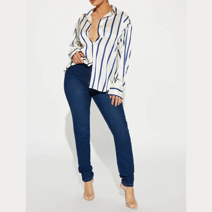 Serelisse Satin Stripe Button Shirt