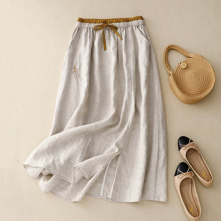 Rosalie Linen A Line Midi Skirt