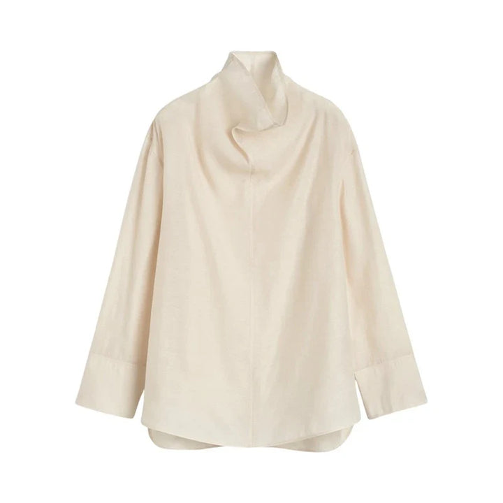 Violette Draped Linen High Neck Top