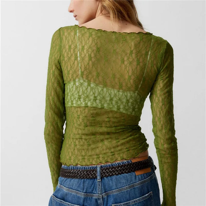 Lavina Sheer Lace Long Sleeve Top