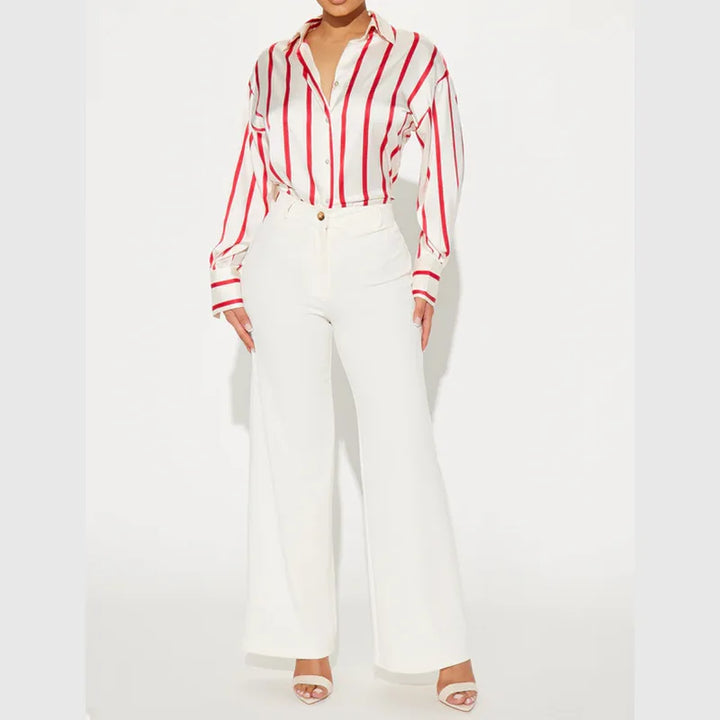 Serelisse Satin Stripe Button Shirt