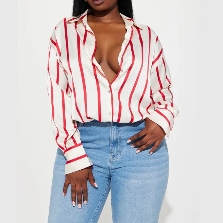 Serelisse Satin Stripe Button Shirt