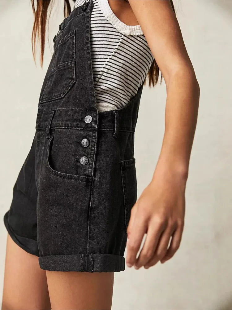 Harlow Vintage Denim Short Overalls