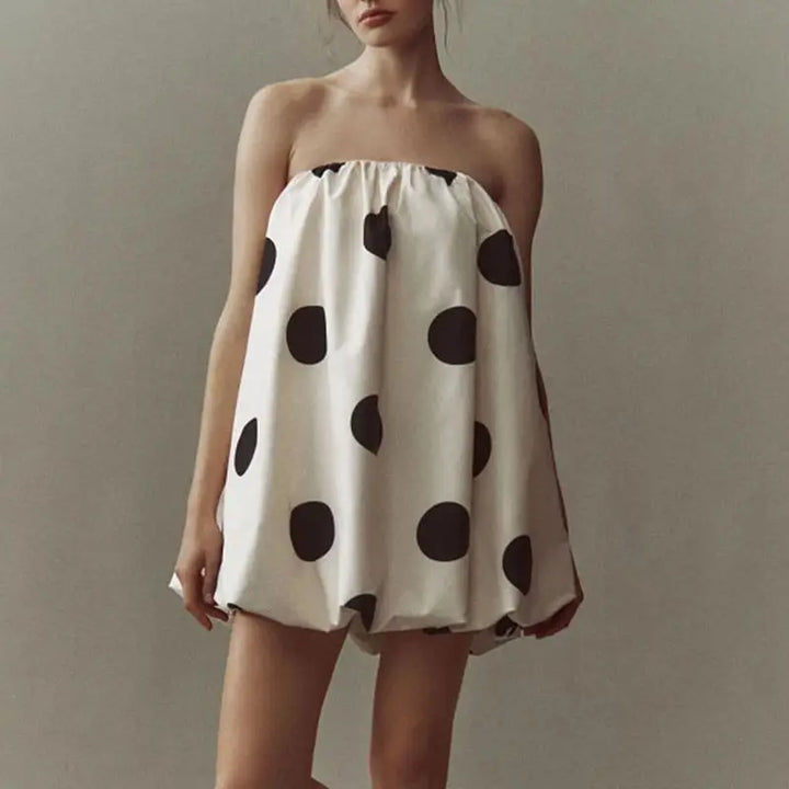 Vivienne Polka Dot Strapless Bubble Mini Dress