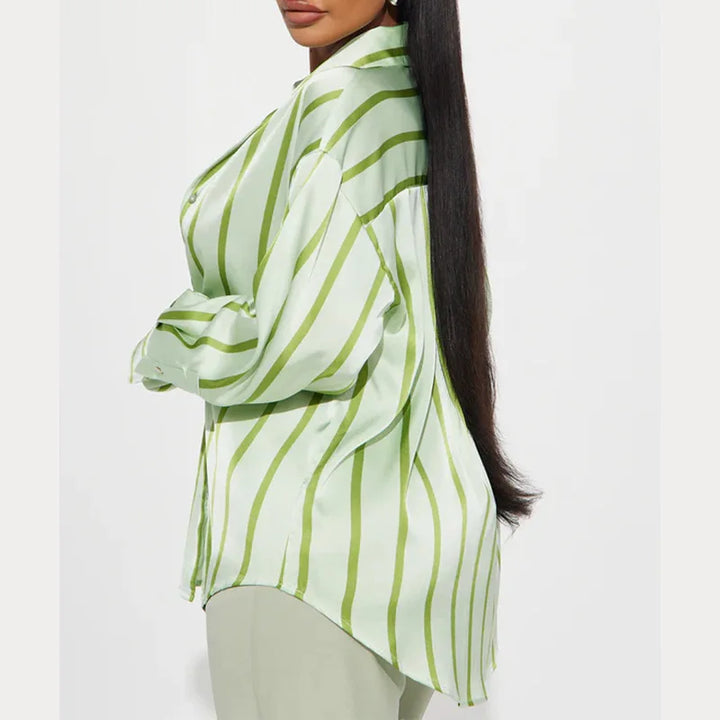 Serelisse Satin Stripe Button Shirt