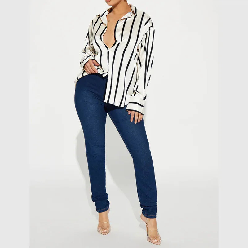 Serelisse Satin Stripe Button Shirt