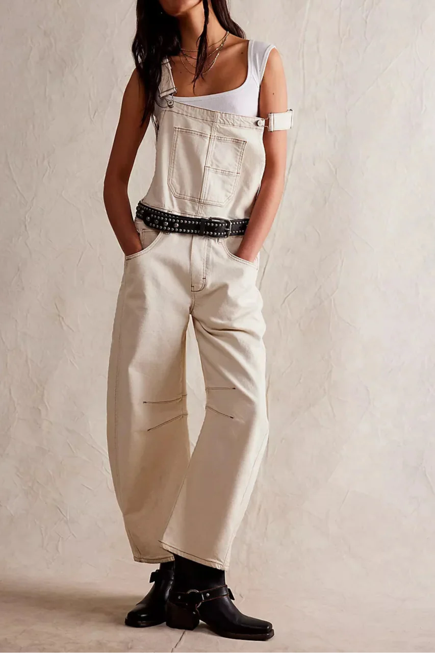 Calvia Wide-Leg Denim Overalls