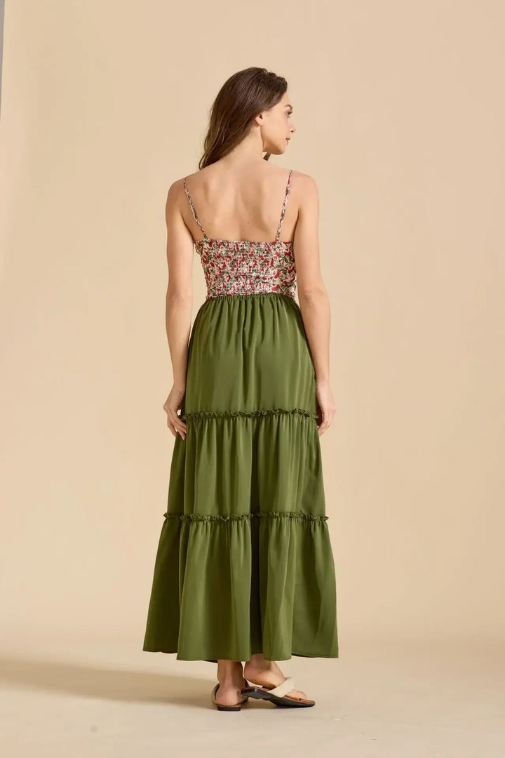 Elarie Floral Drawstring Maxi Skirt