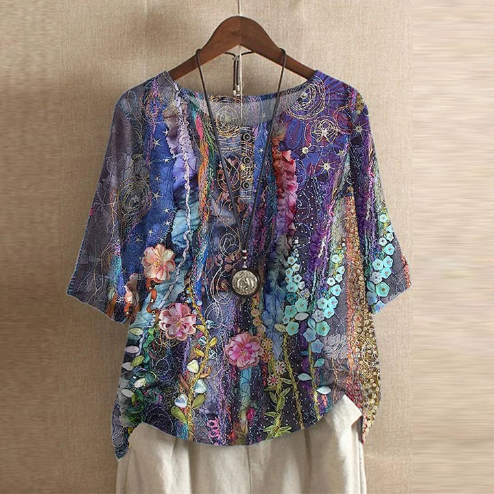 Virella Retro Print Relaxed Blouse