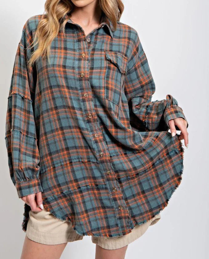 Linora Oversized Plaid Flannel Shirt