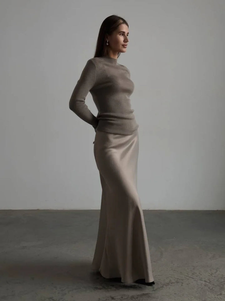 Evelisse Satin Fishtail Maxi Skirt
