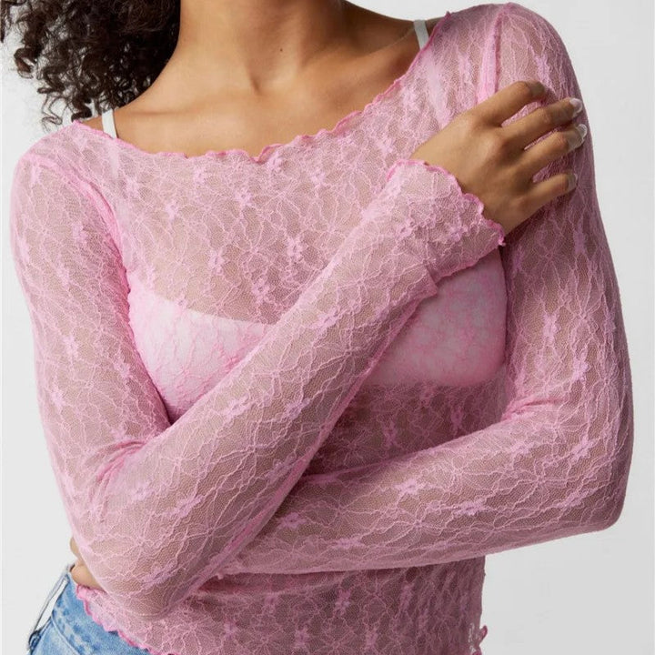 Lavina Sheer Lace Long Sleeve Top