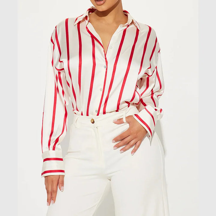 Serelisse Satin Stripe Button Shirt