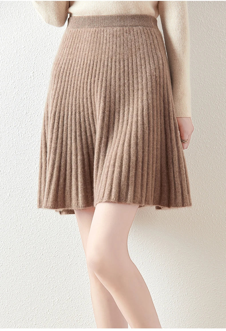 Célestine Merino Pleated Mini Skirt