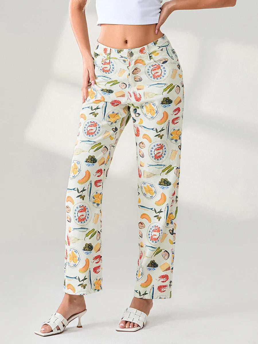 Maribelle Printed Straight Leg Jeans