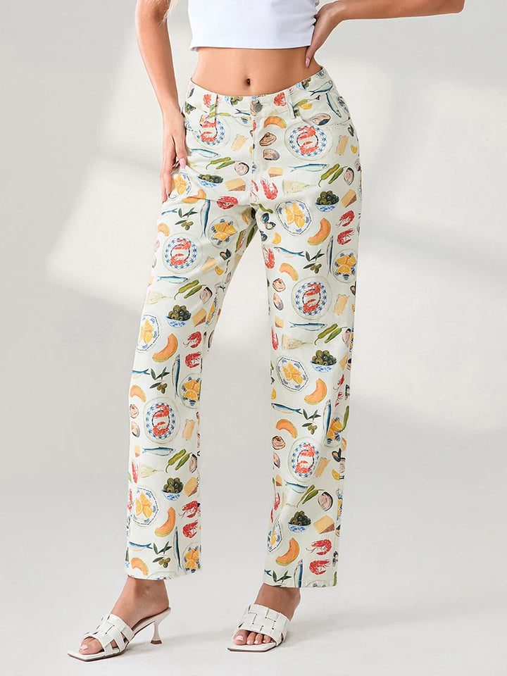 Maribelle Printed Straight Leg Jeans
