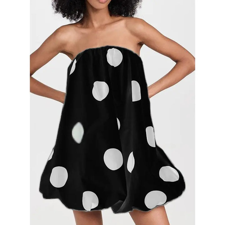 Vivienne Polka Dot Strapless Bubble Mini Dress