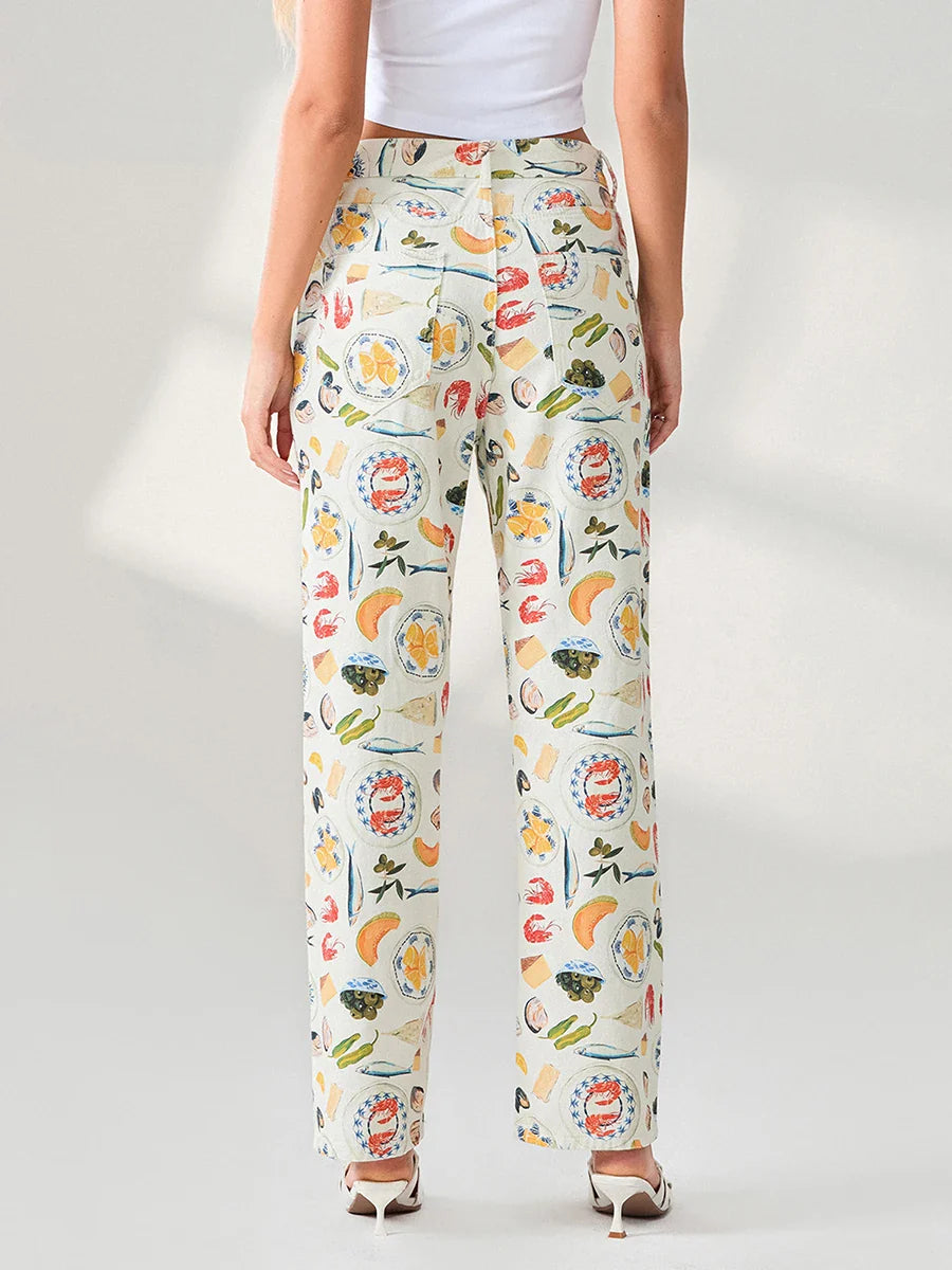 Maribelle Printed Straight Leg Jeans
