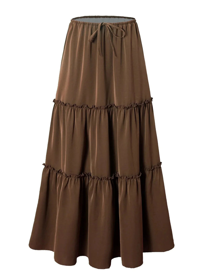 Elarie Floral Drawstring Maxi Skirt