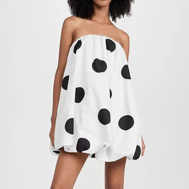 Vivienne Polka Dot Strapless Bubble Mini Dress