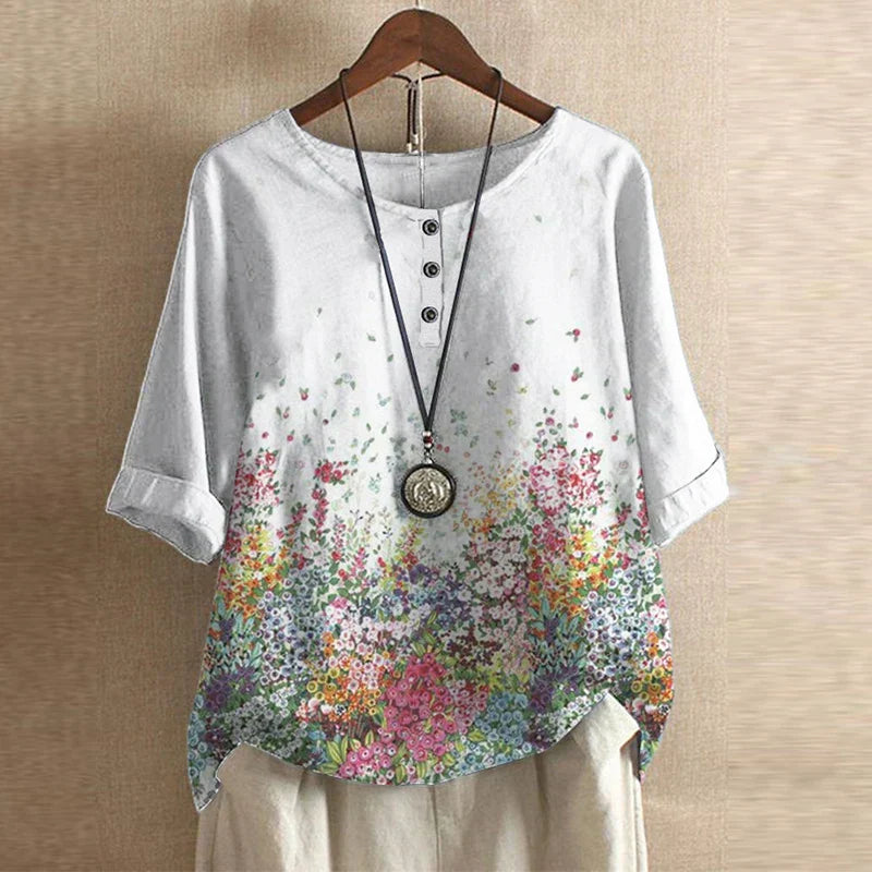 Virella Retro Print Relaxed Blouse