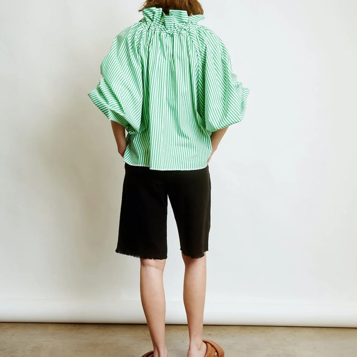 Elowenne Ruffle Tie Neck Cotton Blouse