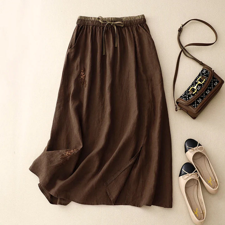 Rosalie Linen A Line Midi Skirt