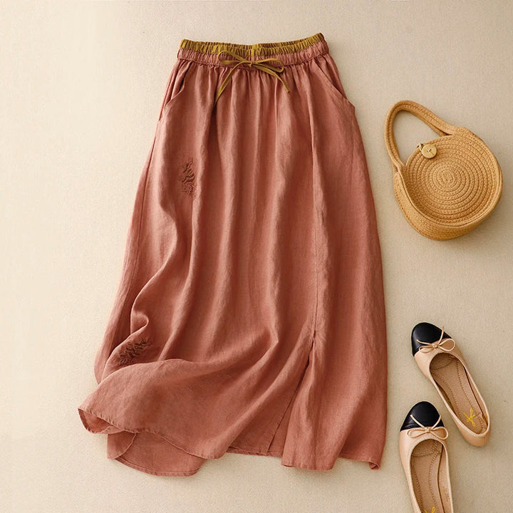 Rosalie Linen A Line Midi Skirt