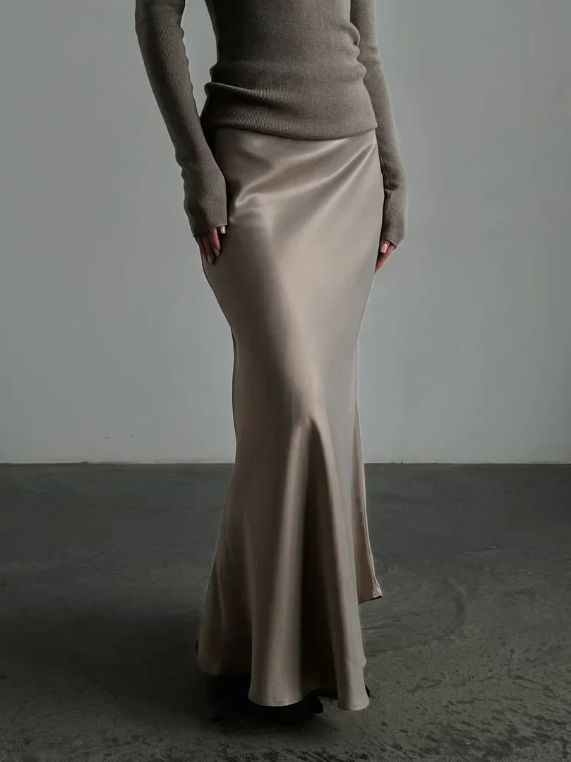 Evelisse Satin Fishtail Maxi Skirt