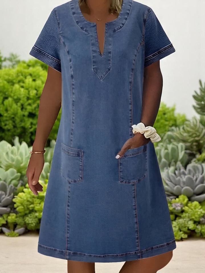 Soft Denim Midi Dress with Pockets