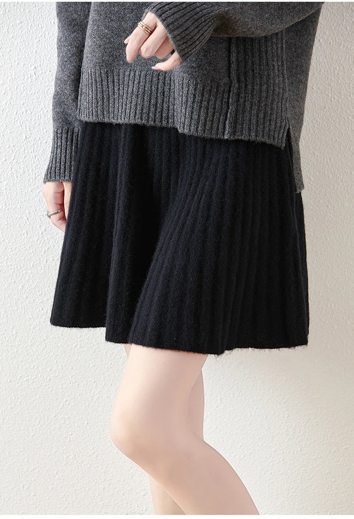 Célestine Merino Pleated Mini Skirt