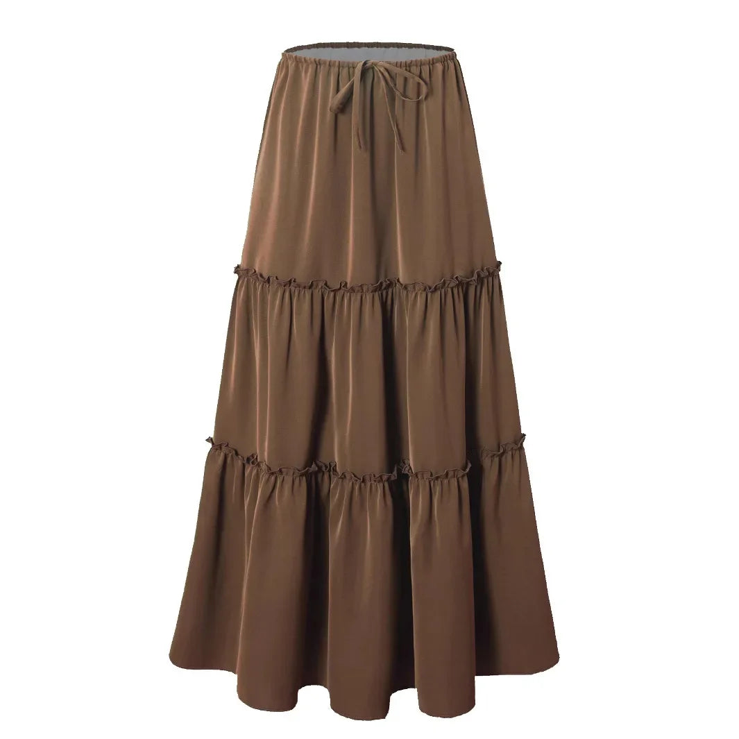 Elarie Floral Drawstring Maxi Skirt