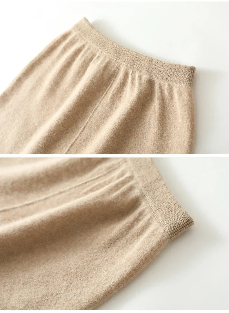 Evelora Merino Wool High Waist Skirt