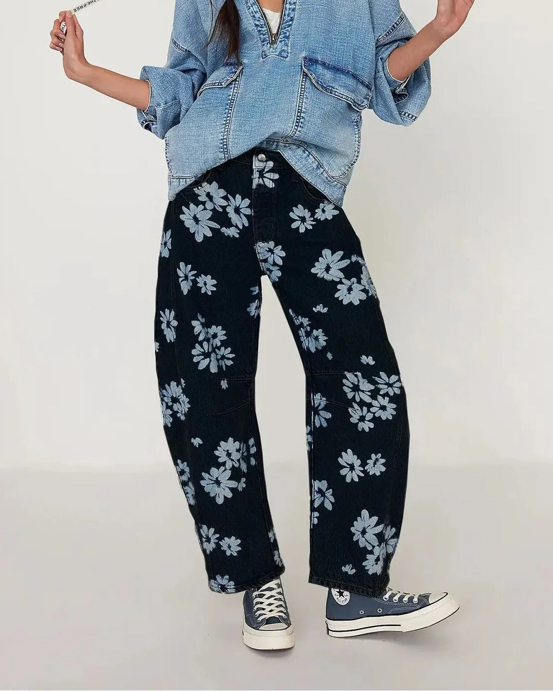 Linnea Floral Tapestry Wide Leg Jeans