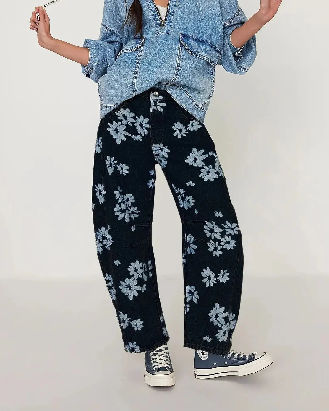 Linnea Floral Tapestry Wide Leg Jeans