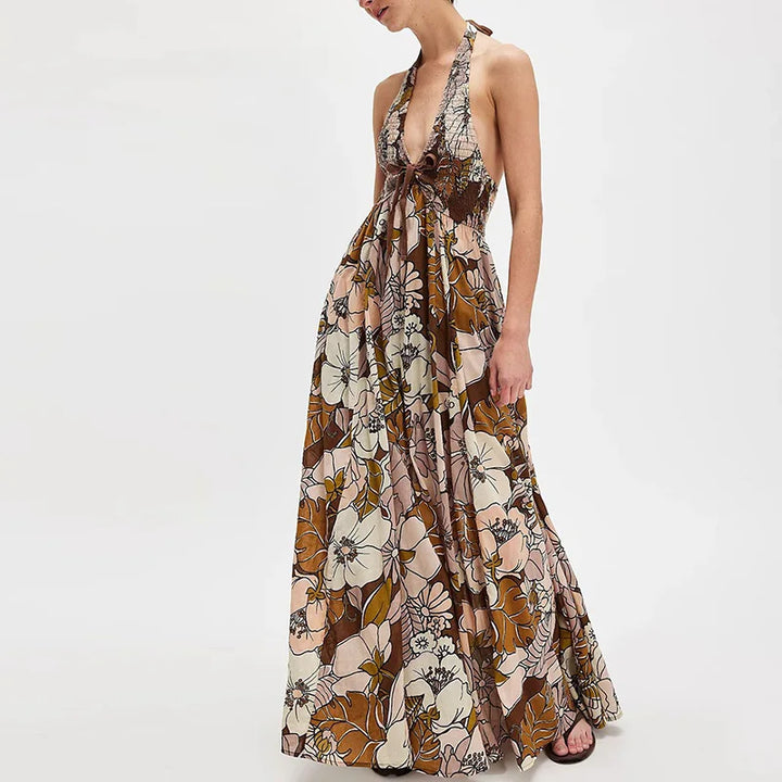 Eliana Floral Halter Maxi Beach Dress