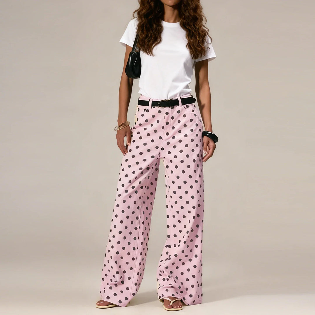 Elodie Polka Dot Wide-Leg Trouser