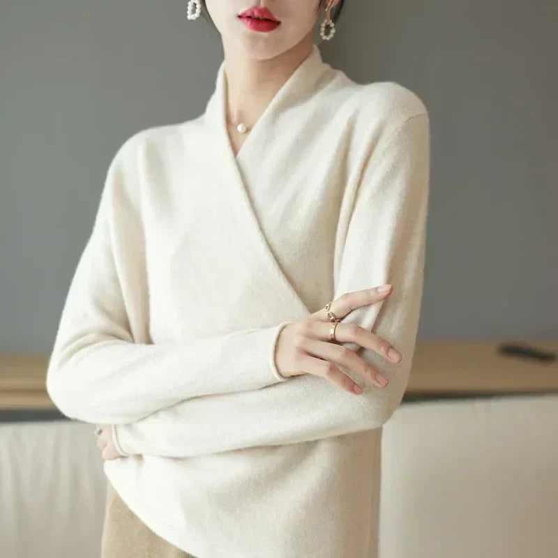 Vivienne Wrap Neck Knit Sweater Top