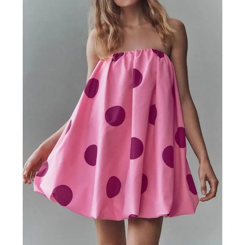 Vivienne Polka Dot Strapless Bubble Mini Dress
