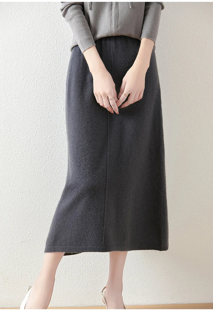 Evelora Merino Wool High Waist Skirt