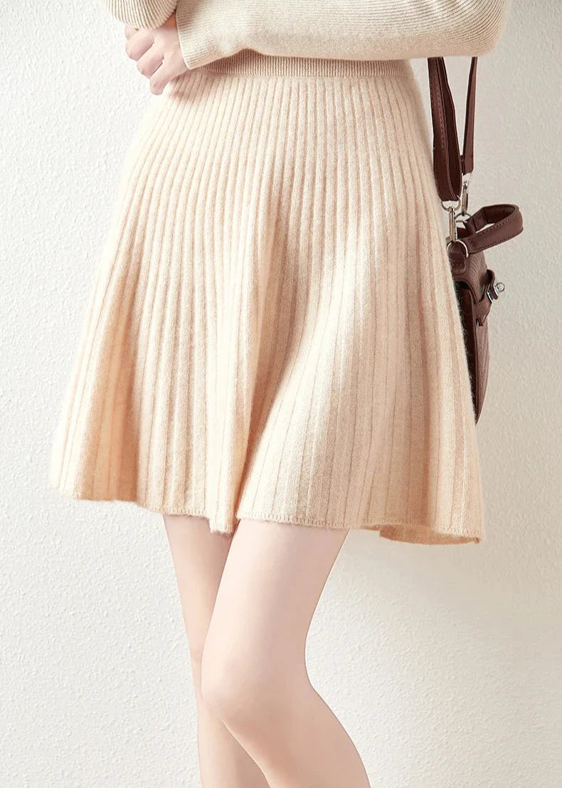 Célestine Merino Pleated Mini Skirt