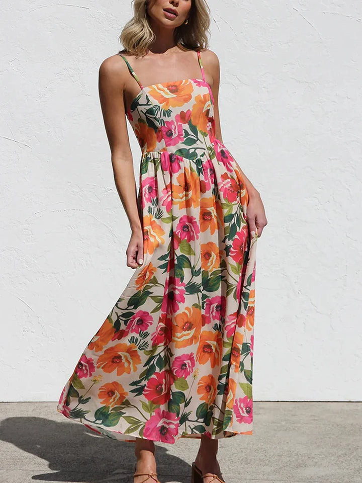 Isadora Floral Backless Slip Maxi Dress