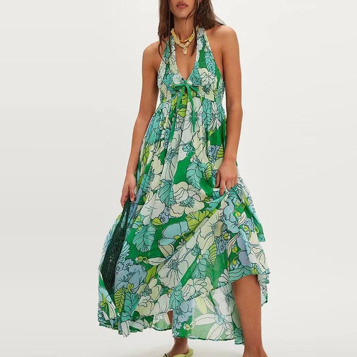 Eliana Floral Halter Maxi Beach Dress