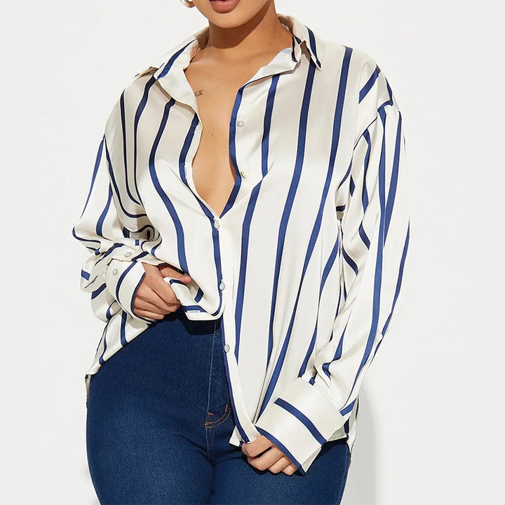 Serelisse Satin Stripe Button Shirt