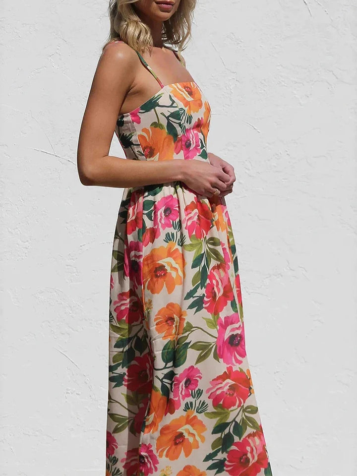 Isadora Floral Backless Slip Maxi Dress