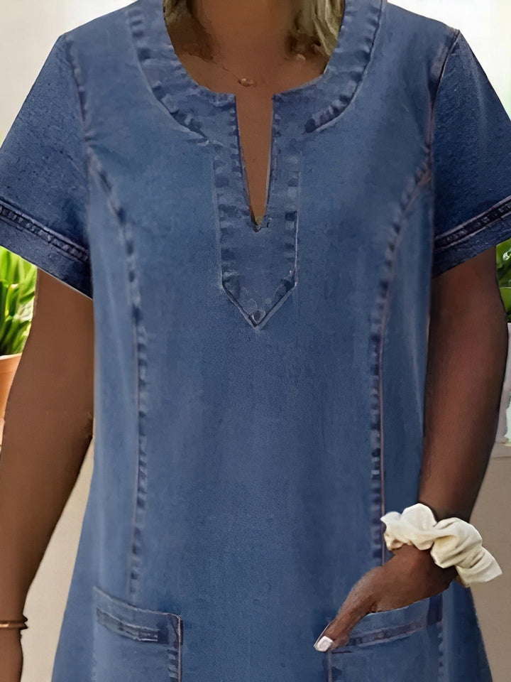 Soft Denim Midi Dress with Pockets