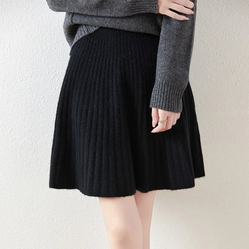 Célestine Merino Pleated Mini Skirt